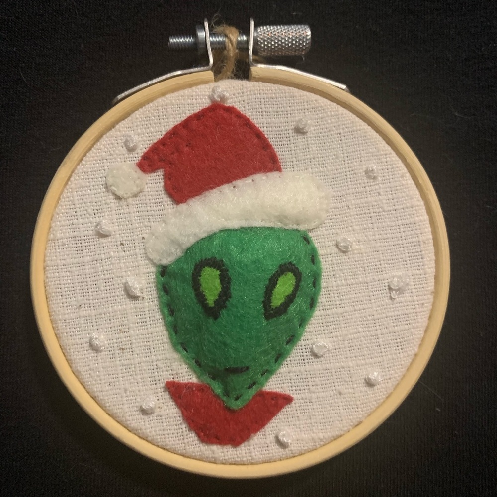 Alien Santa felt & embroidery art